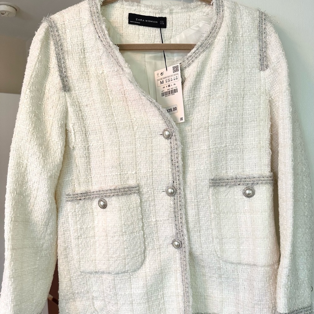 Zara Tweed Beige Blazer